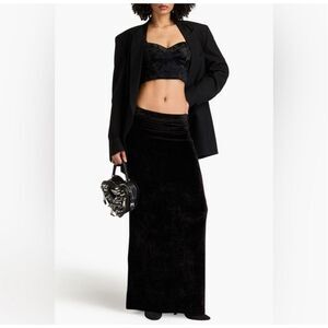 Balenciaga Skirt Women's Medium Black Mid-Waisted Velvet Maxi Skirt